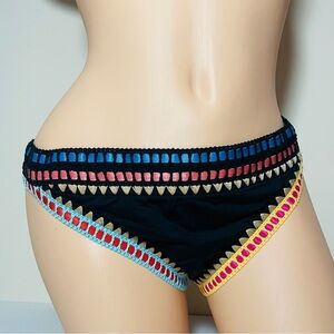 Bar III Black Bikini Bottom with Crochet Trim, Sz M, XL NWT